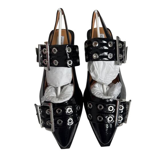 NWB Steven Madden Women's Graya Black Patent Slingback Flats Size 9 - Picture 10 of 12